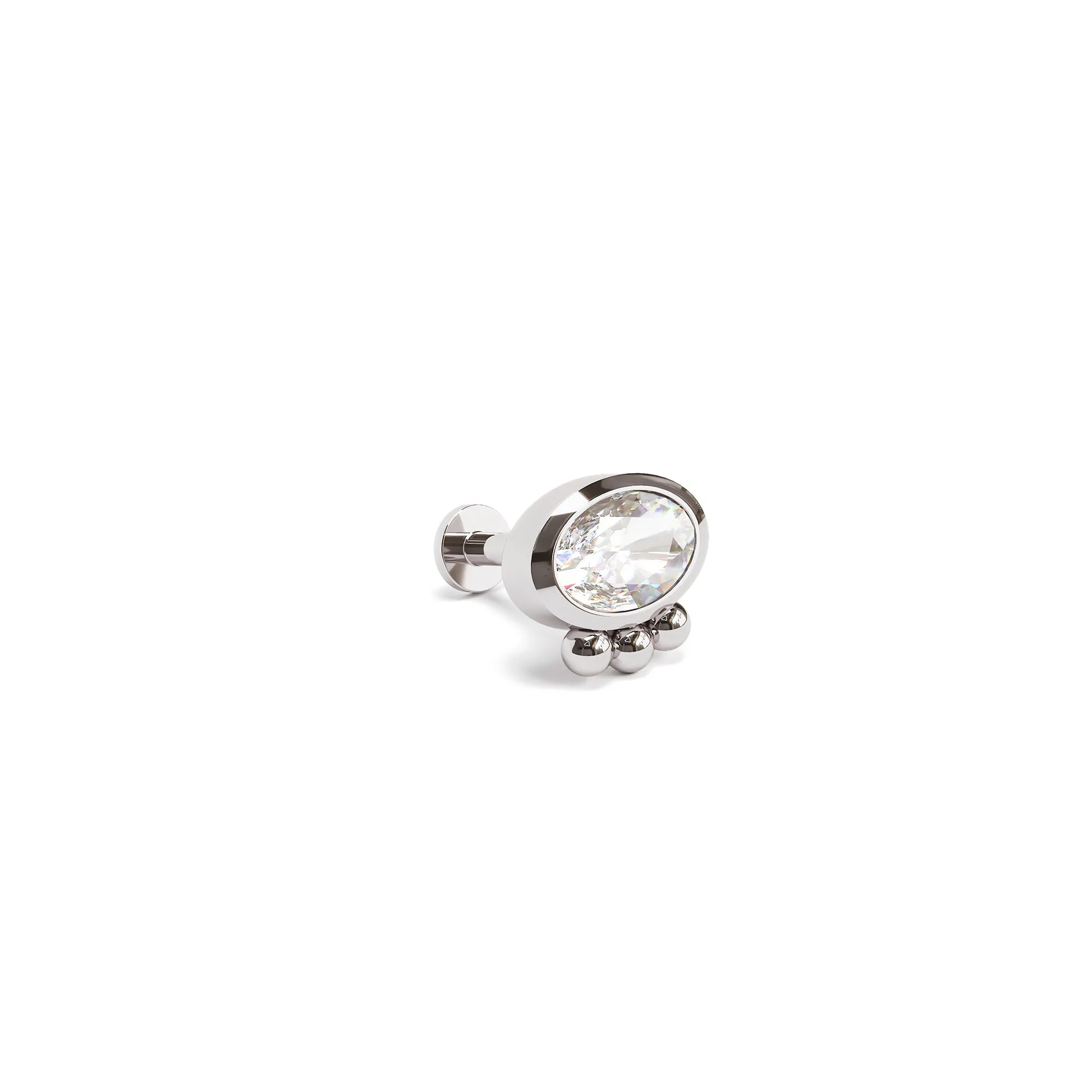 14K Gold Oval-Cut Diamond Beaded Labret Stud