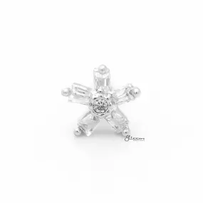 5 C.Z Square Petals Flower Tragus Cartilage Earring - Ball End | Flat Back