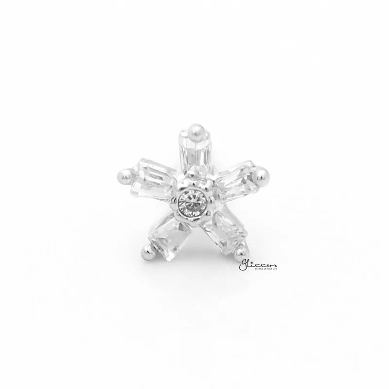 5 C.Z Square Petals Flower Tragus Cartilage Earring - Ball End | Flat Back