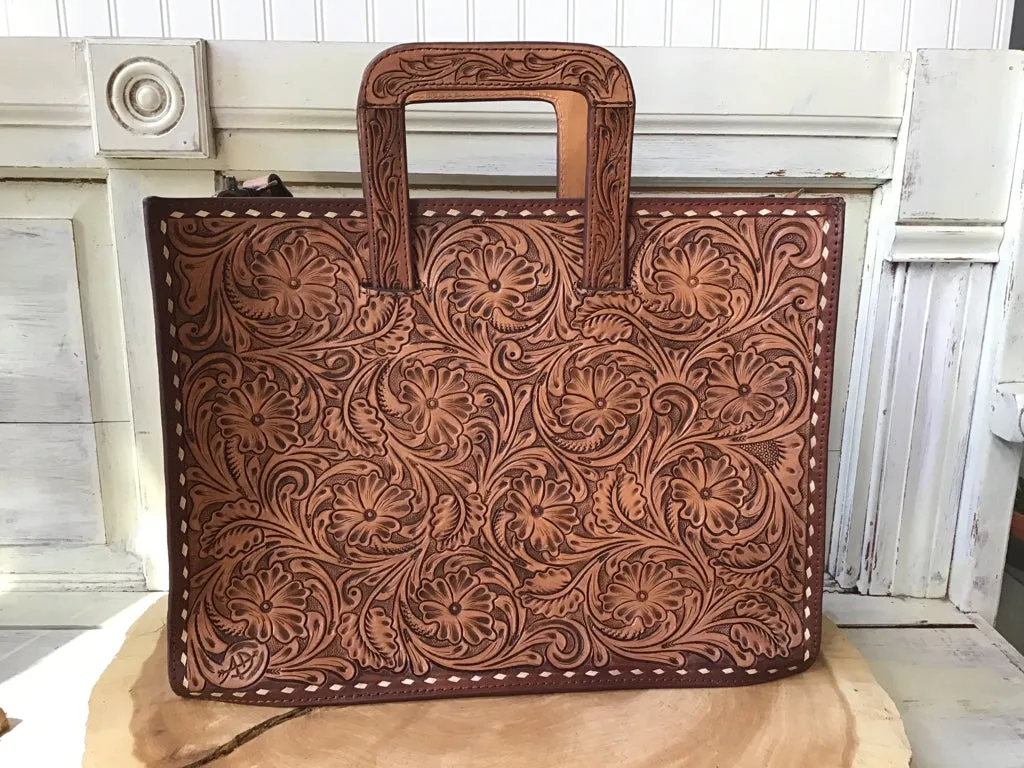 American Darling Hand Tooled Briefcase Tote