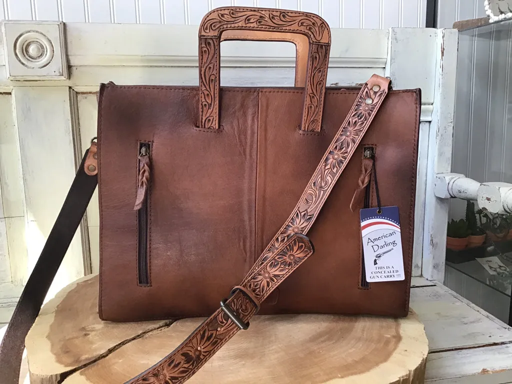 American Darling Hand Tooled Briefcase Tote