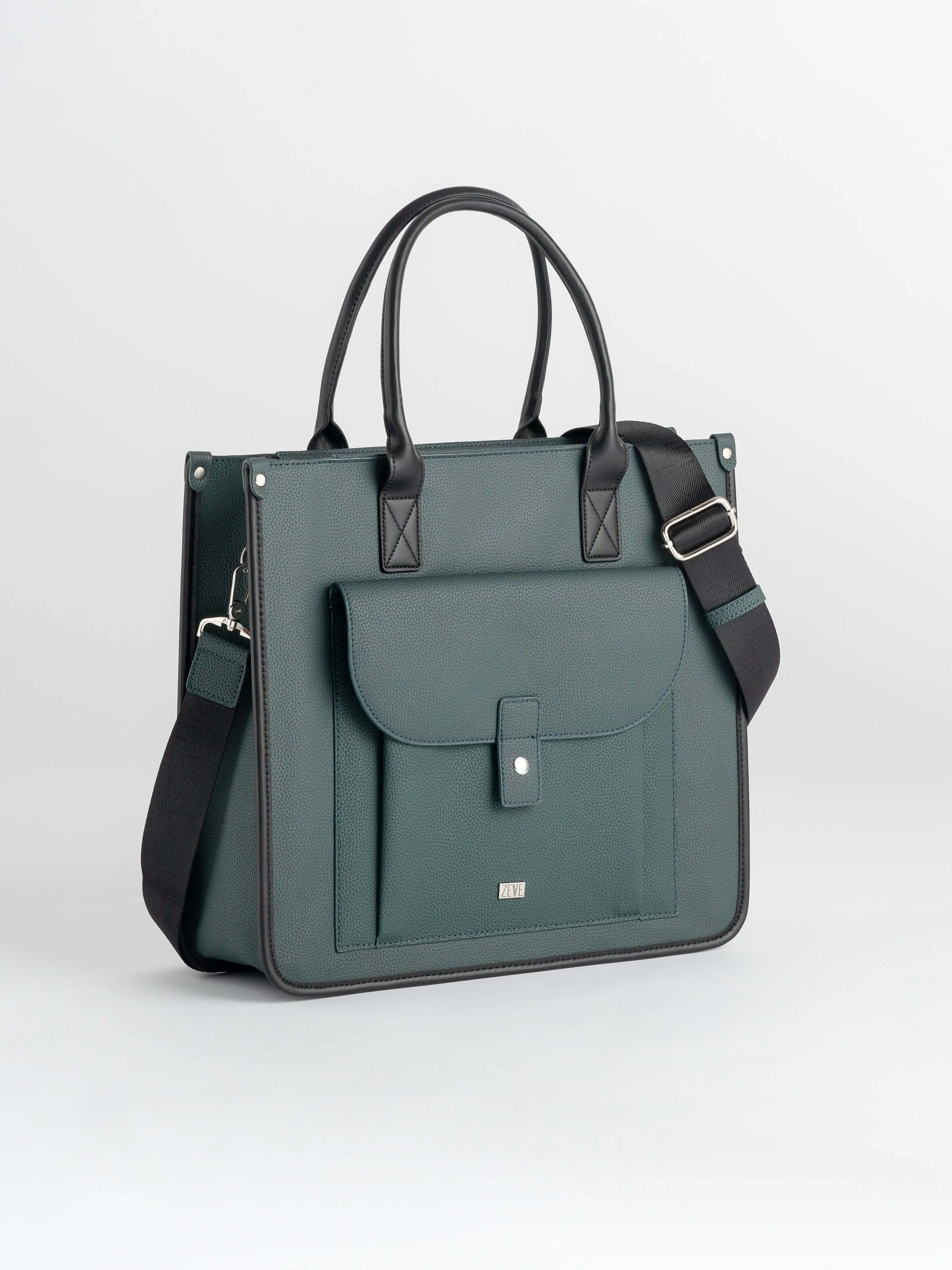 Ares Tote Bag With Zipper - Dark Green