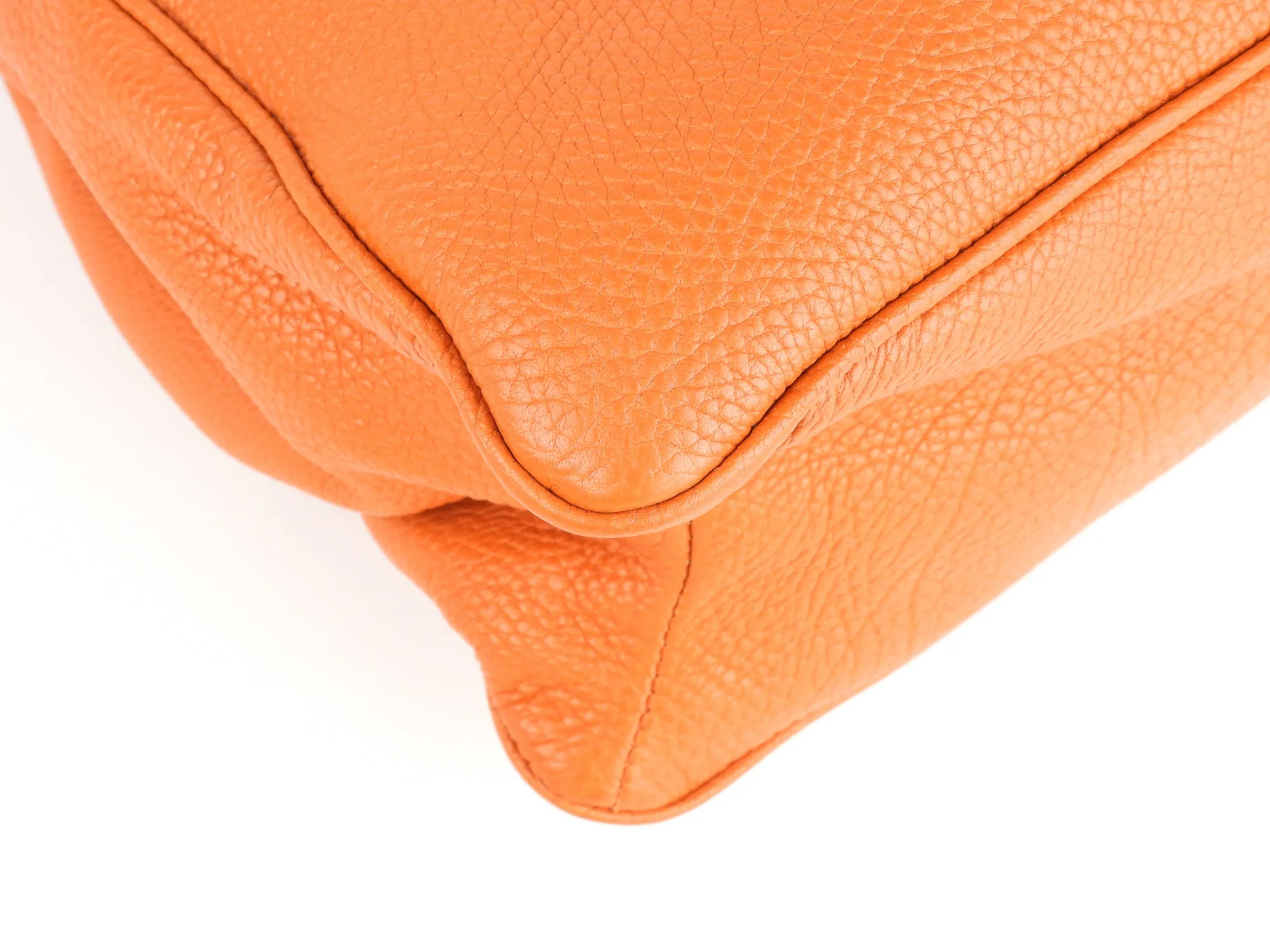 Balenciaga Orange Grained Calfskin Leather Tube Clasp Shoulder Bag