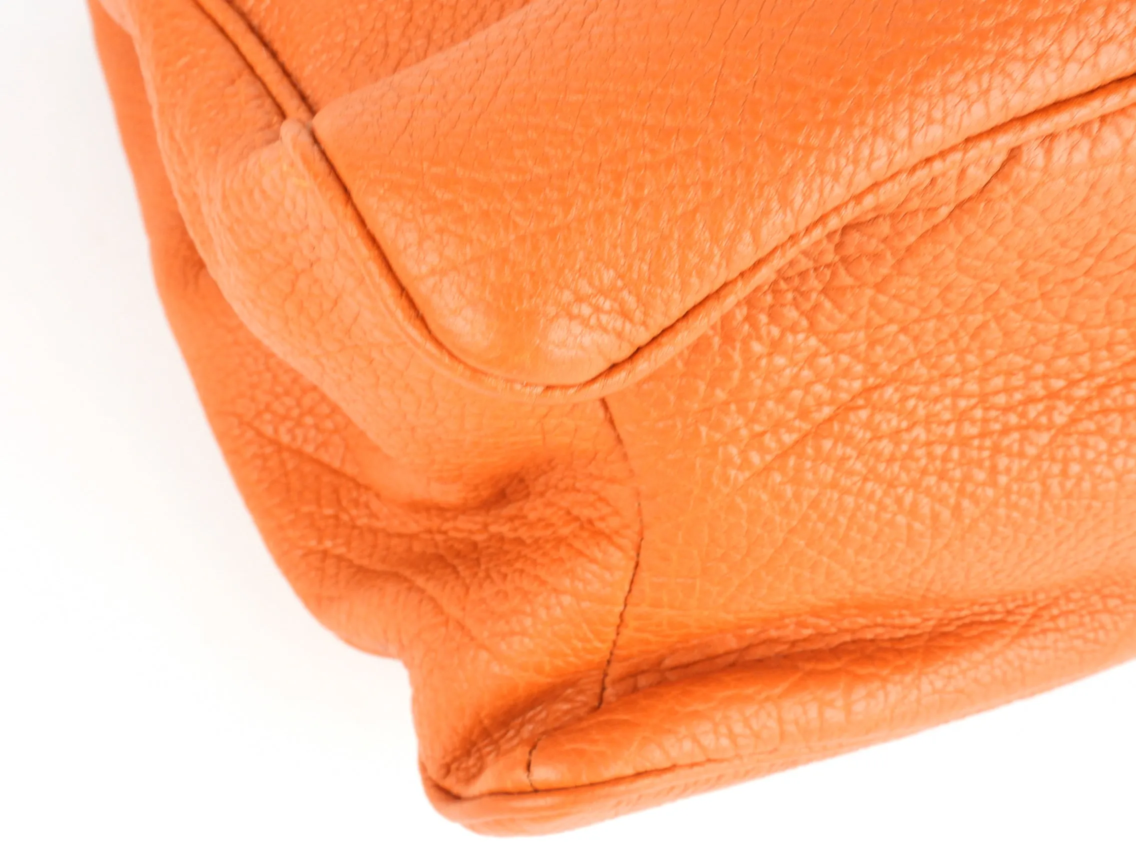 Balenciaga Orange Grained Calfskin Leather Tube Clasp Shoulder Bag