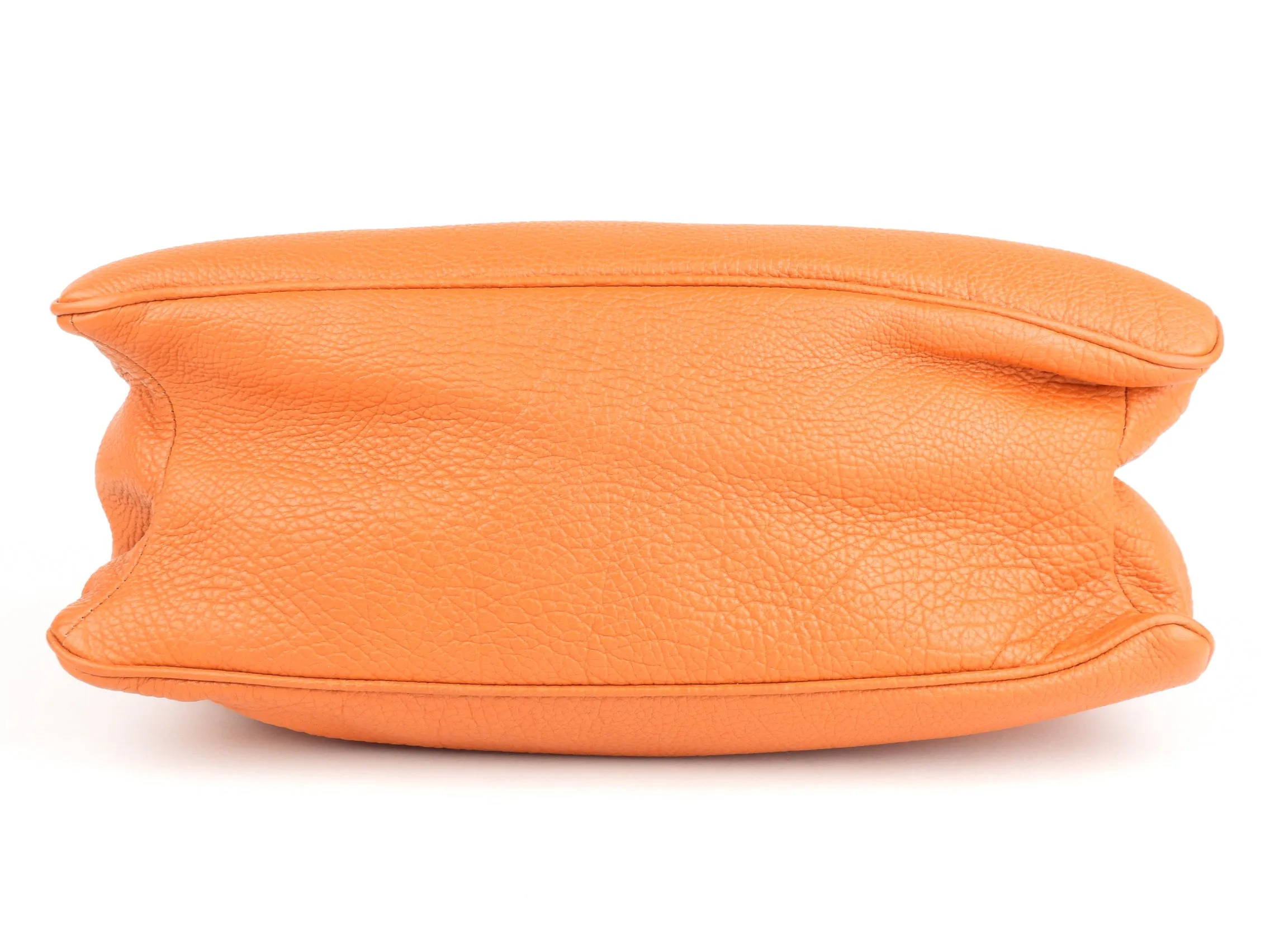 Balenciaga Orange Grained Calfskin Leather Tube Clasp Shoulder Bag