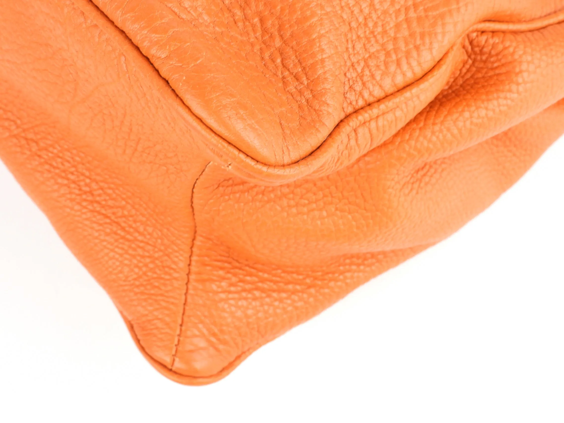 Balenciaga Orange Grained Calfskin Leather Tube Clasp Shoulder Bag