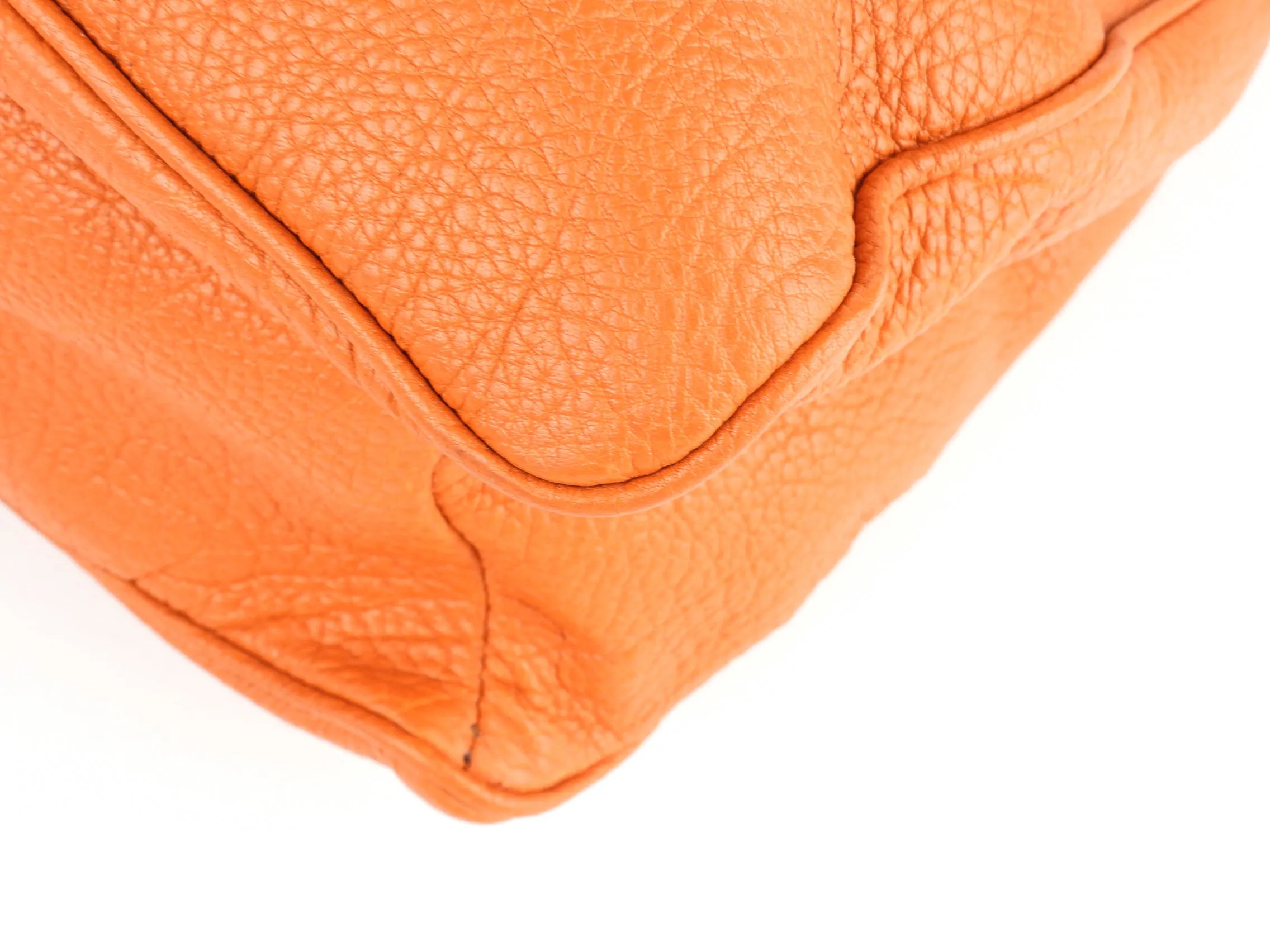 Balenciaga Orange Grained Calfskin Leather Tube Clasp Shoulder Bag