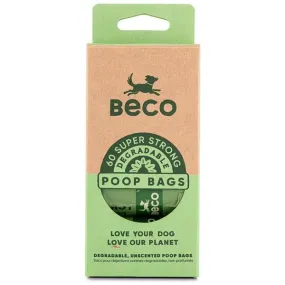 Beco Unscented Degradable 60 Poop Bags on 4 Refill Rolls