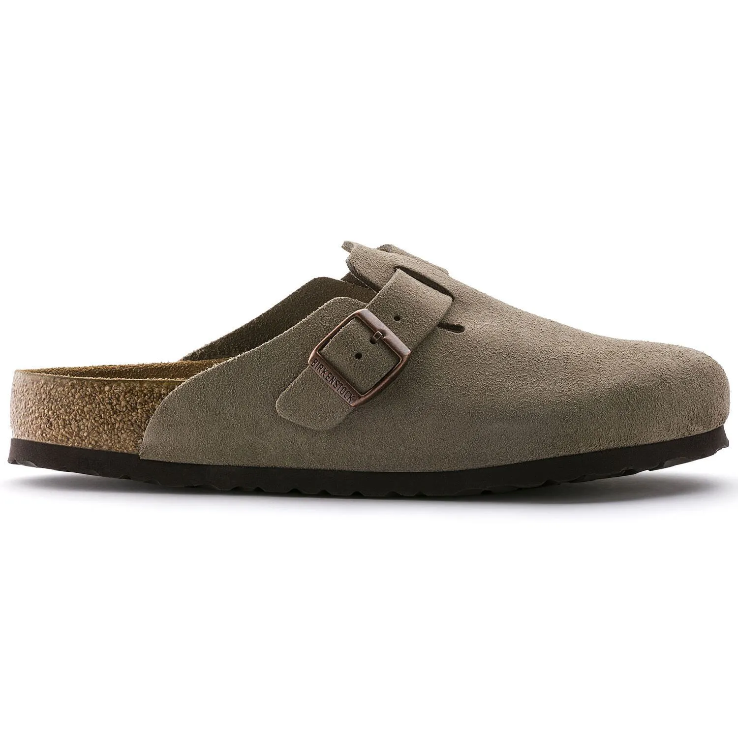 Birkenstock Boston, Narrow Fit, Soft Footbed, Suede Leather, Taupe