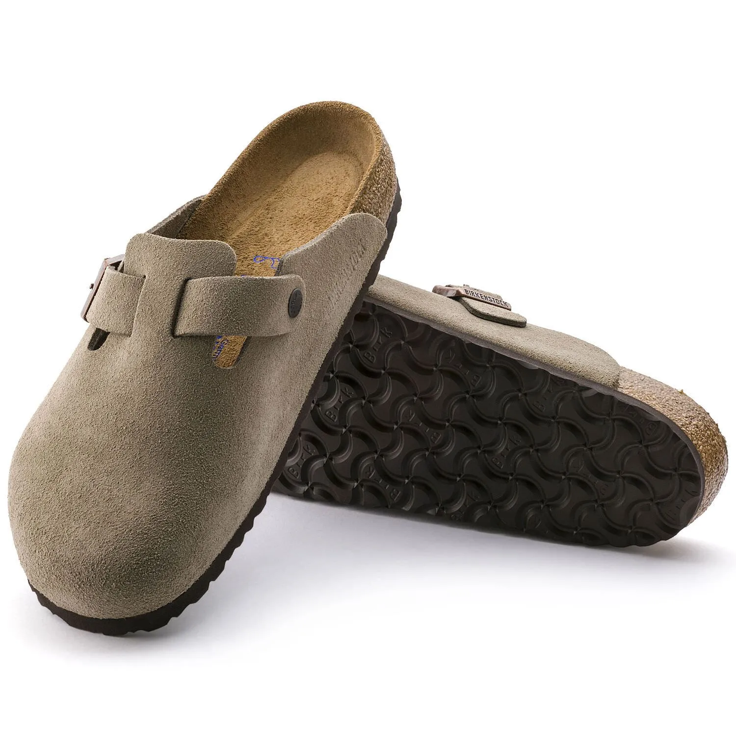 Birkenstock Boston, Narrow Fit, Soft Footbed, Suede Leather, Taupe