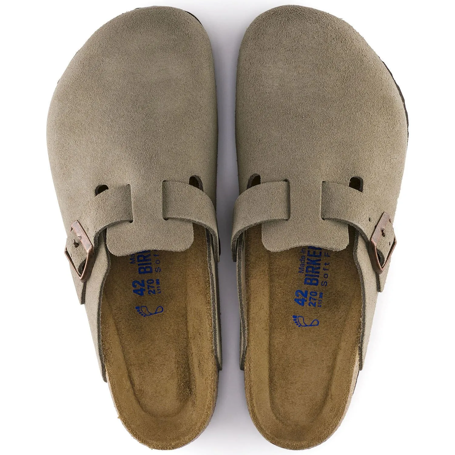 Birkenstock Boston, Narrow Fit, Soft Footbed, Suede Leather, Taupe