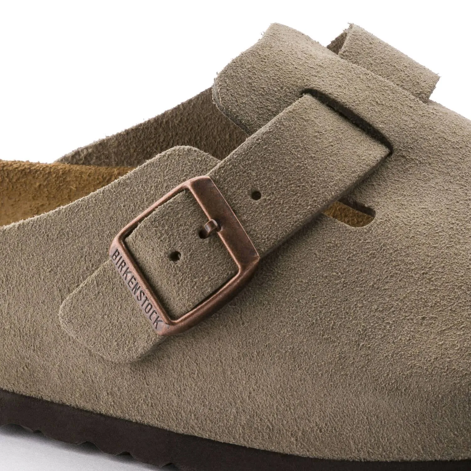 Birkenstock Boston, Narrow Fit, Soft Footbed, Suede Leather, Taupe