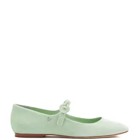 Blair Ballet Flat In Mint Green Velvet