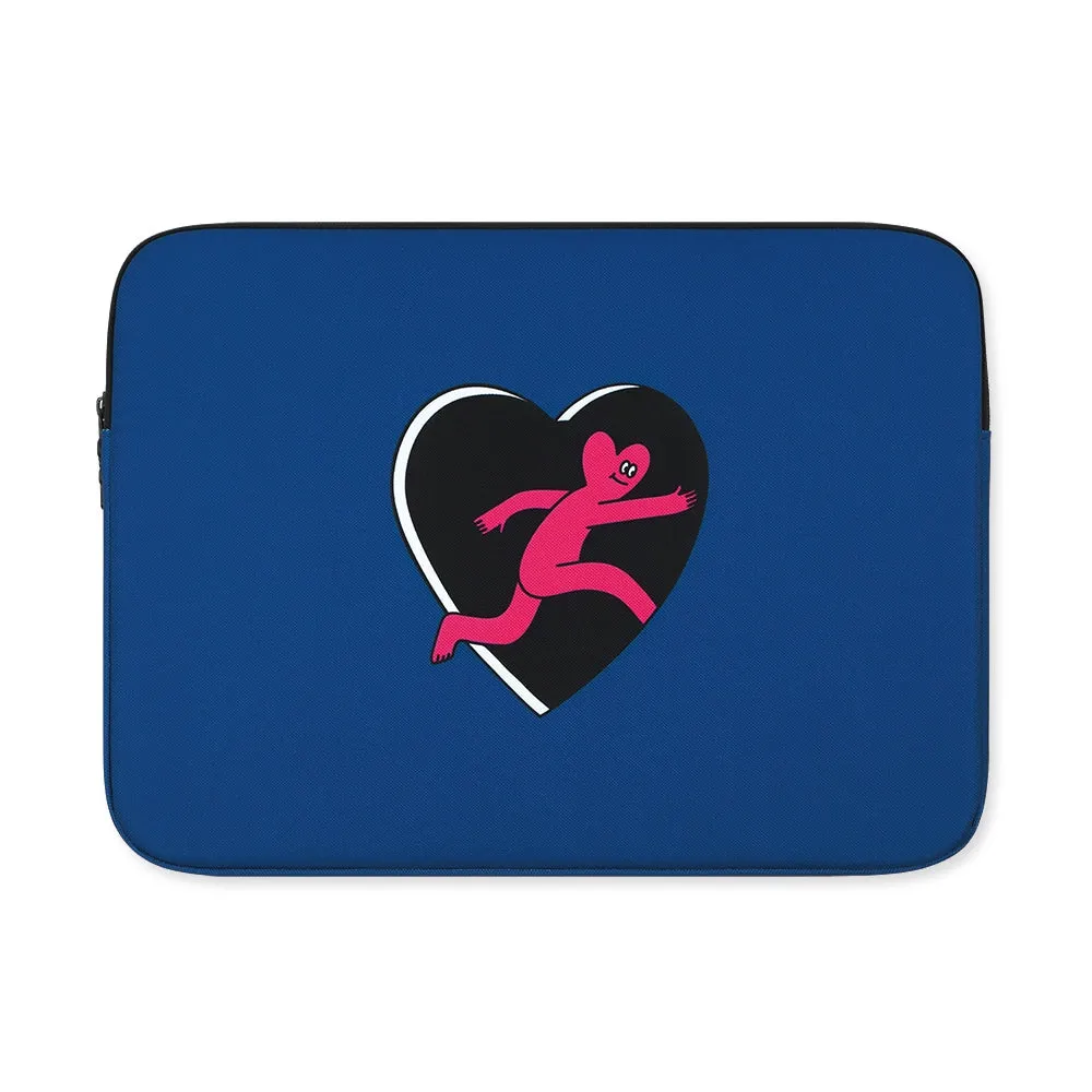 Blue Black Heart Graphic Laptop Sleeves iPad 11 13 15 17 inch Cases Protective Covers Handbags Square Pouches Designer Artist Prints Cute Lightweight Collage Office Zipper Fashion School Unique Gifts