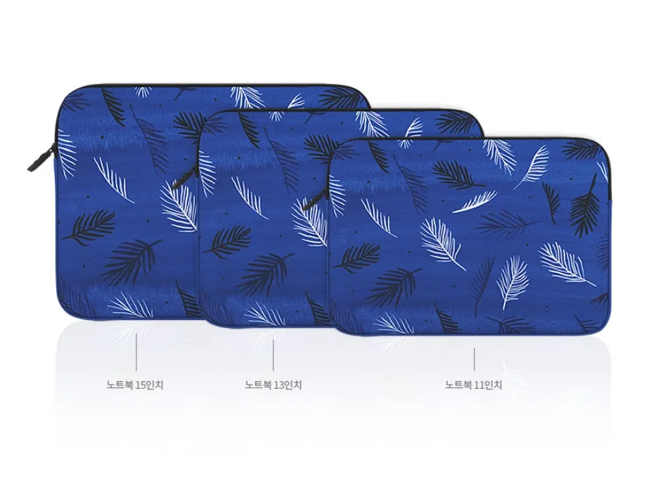 Blue Leaf Leaves Graphic Laptop Sleeves 11 13 15 inch Cases Protective Covers Handbags Square Pouches Designer Artist Prints Cute Lightweight School Collage Office Zipper Fashion Unique Gifts Couple Items Skins