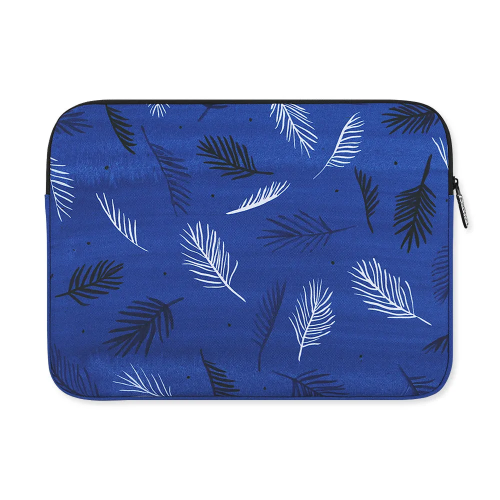 Blue Leaf Leaves Graphic Laptop Sleeves 11 13 15 inch Cases Protective Covers Handbags Square Pouches Designer Artist Prints Cute Lightweight School Collage Office Zipper Fashion Unique Gifts Couple Items Skins