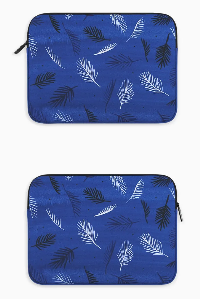 Blue Leaf Leaves Graphic Laptop Sleeves 11 13 15 inch Cases Protective Covers Handbags Square Pouches Designer Artist Prints Cute Lightweight School Collage Office Zipper Fashion Unique Gifts Couple Items Skins