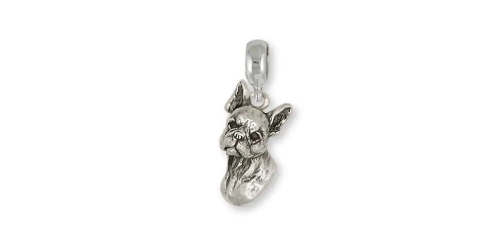 Boston Terrier Charm Slide Jewelry Sterling Silver Handmade Dog Charm Slide BT7-PNS