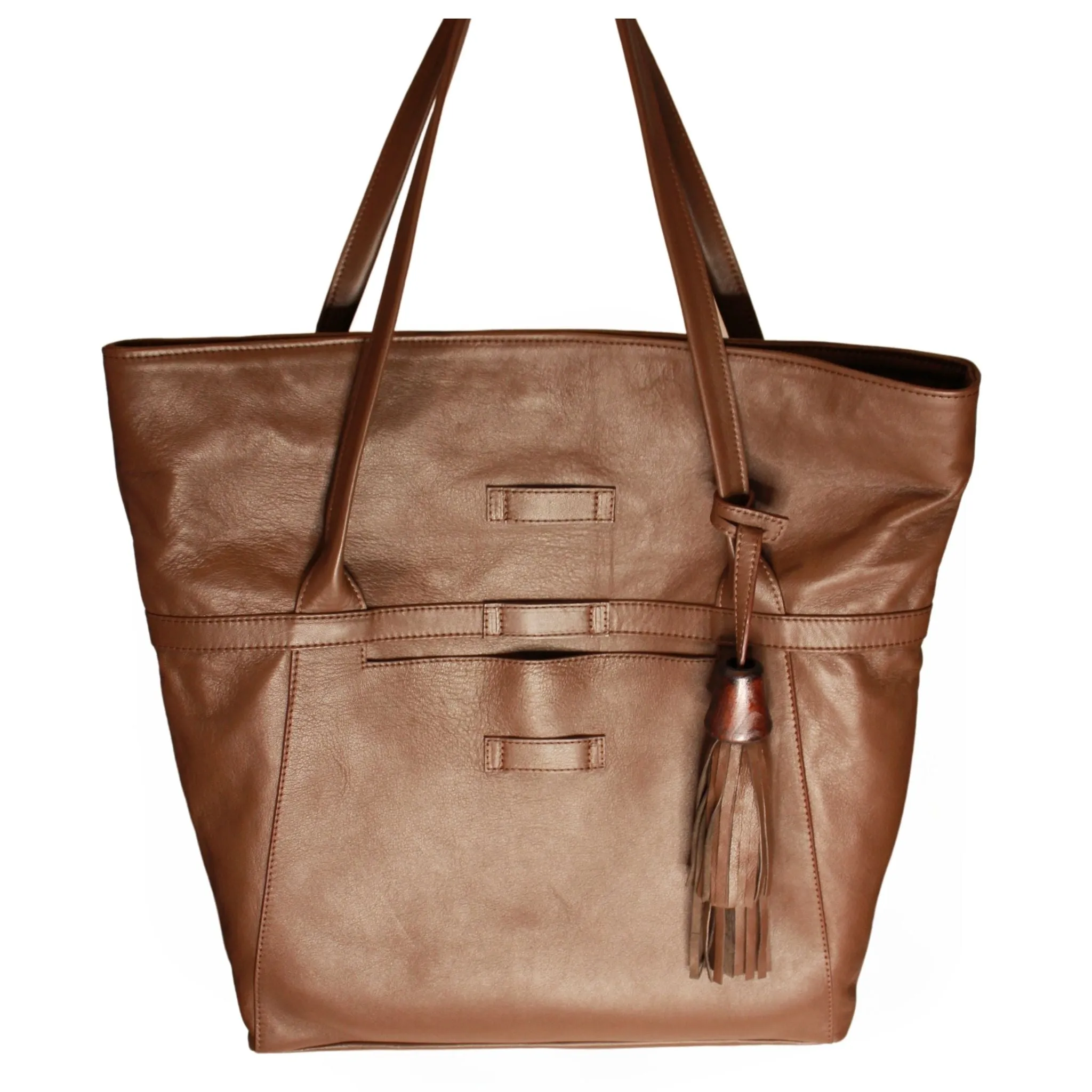 Brown Leather XL Shopper Bag