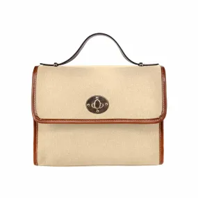 Canvas Handbag - Peach Waterproof Bag / Brown Crossbody Strap