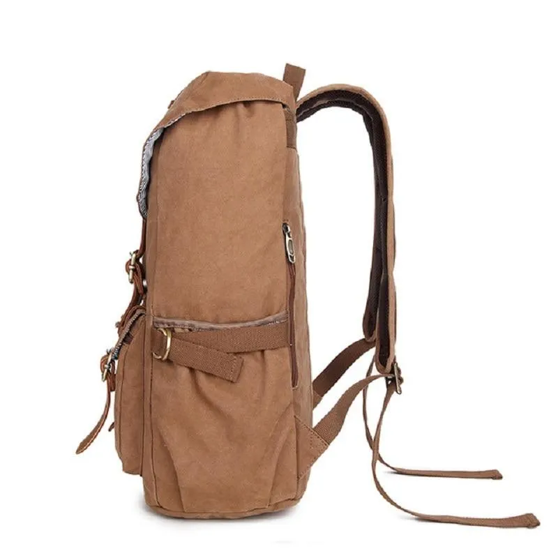 Canvas Leather Multi-functional Travel Backpack 20 to 35 Litre