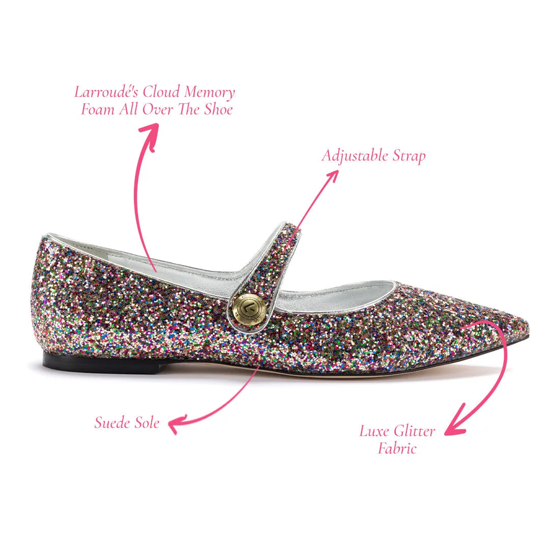 Caroline Flat In Multimetallic Glitter