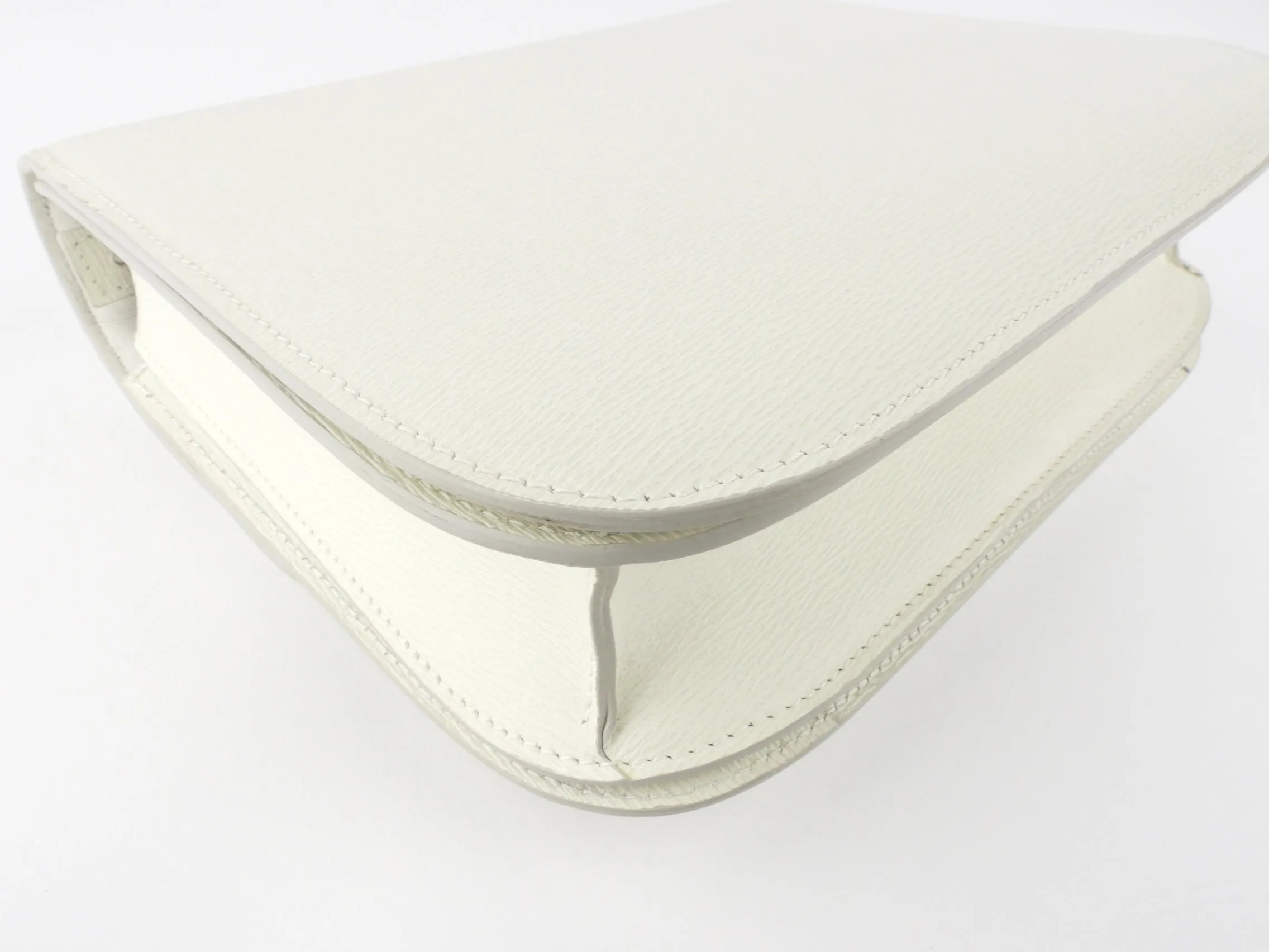 Celine White Textured Leather Medium Box Bag