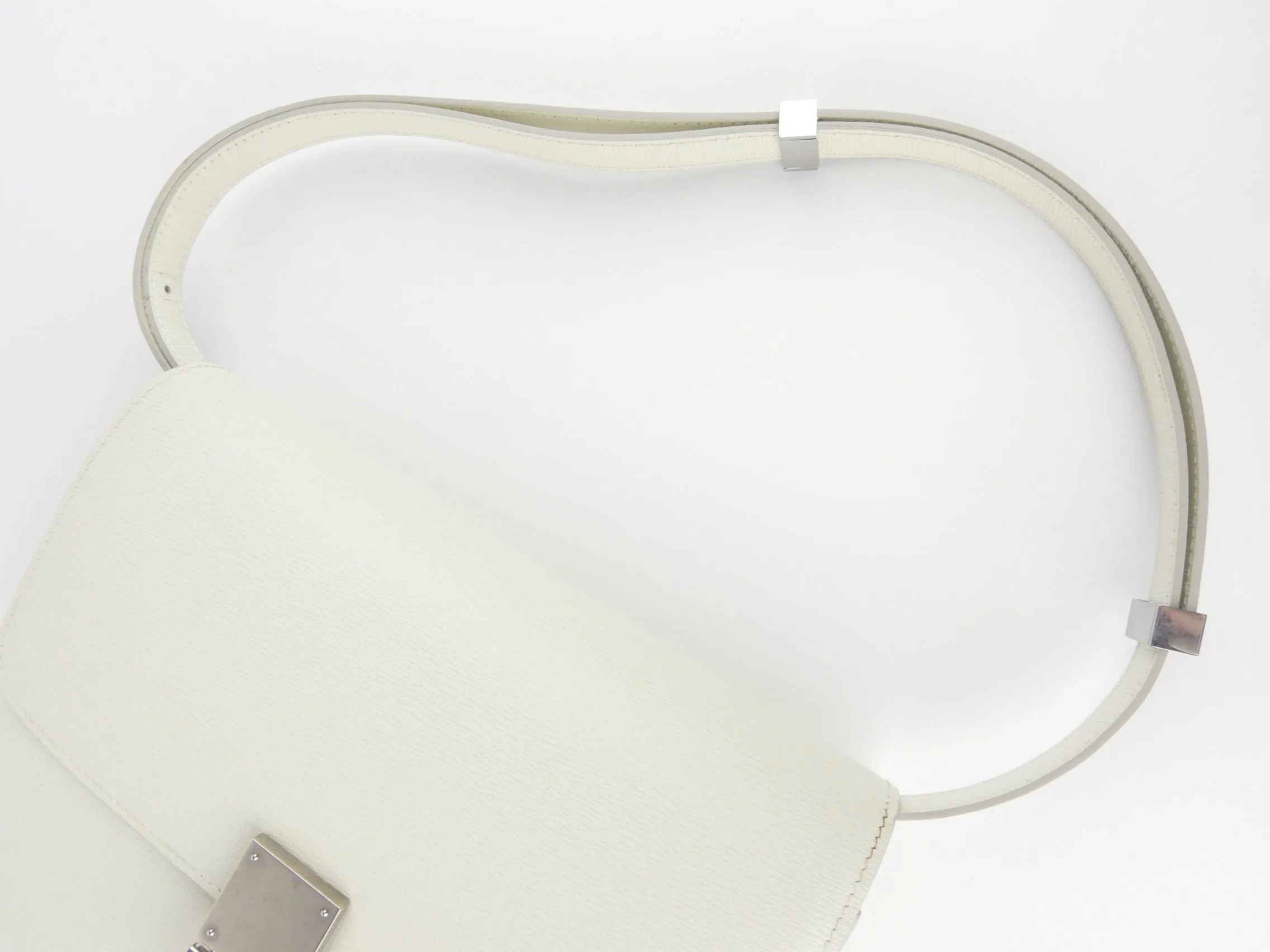 Celine White Textured Leather Medium Box Bag