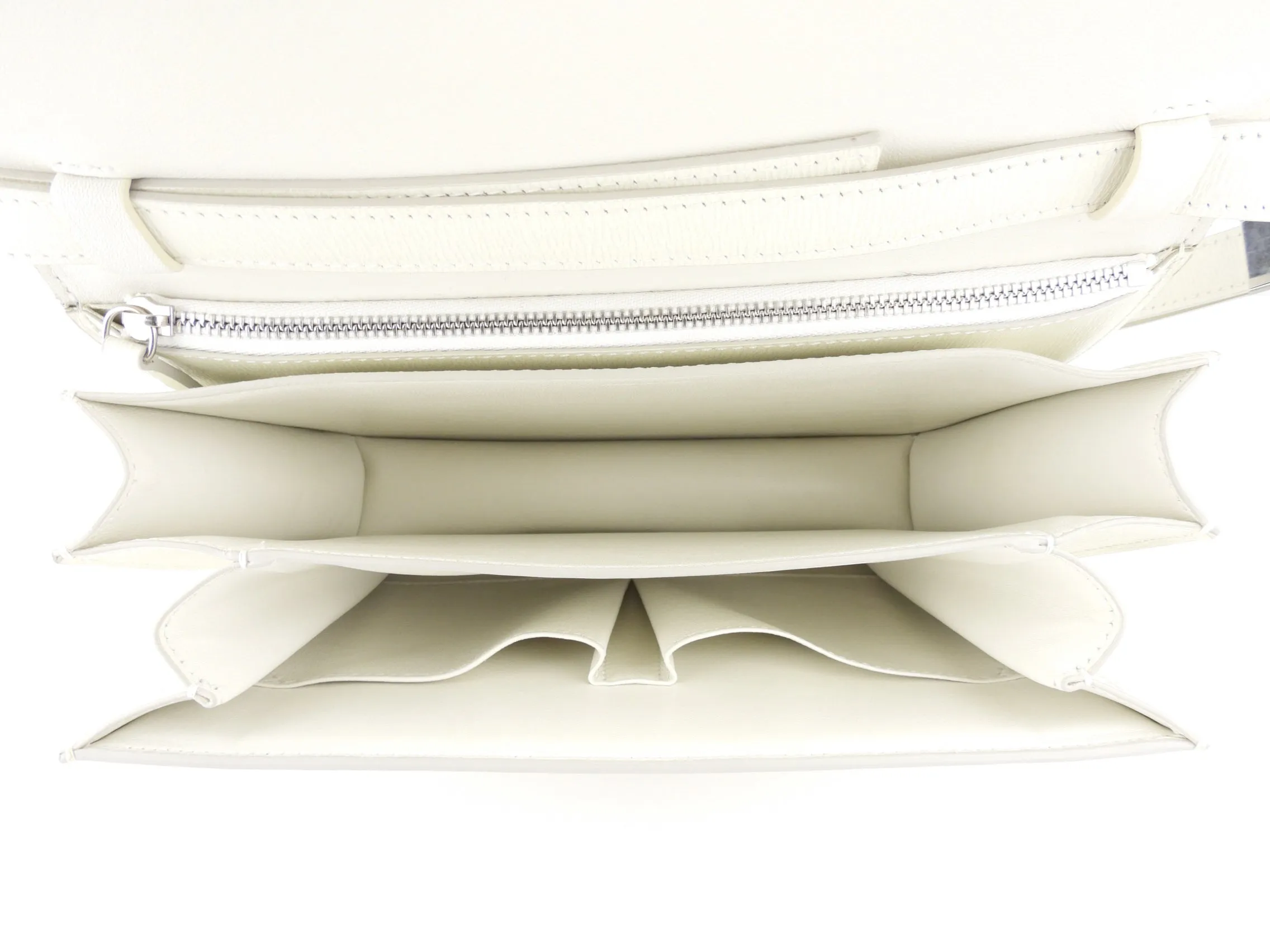 Celine White Textured Leather Medium Box Bag