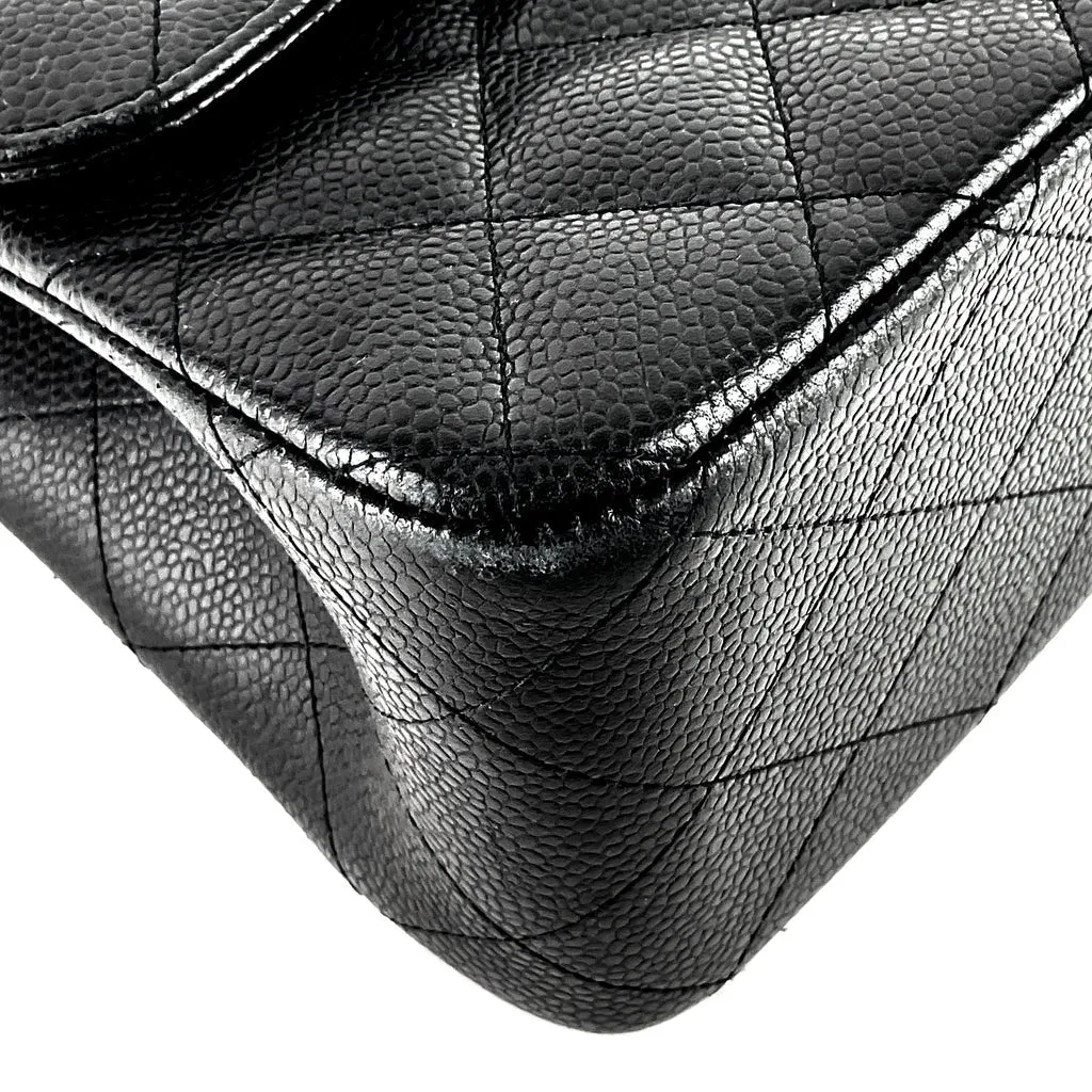 Chanel Black Caviar Jumbo Double Classic Flap Bag