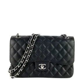 Chanel Black Caviar Jumbo Double Classic Flap Bag