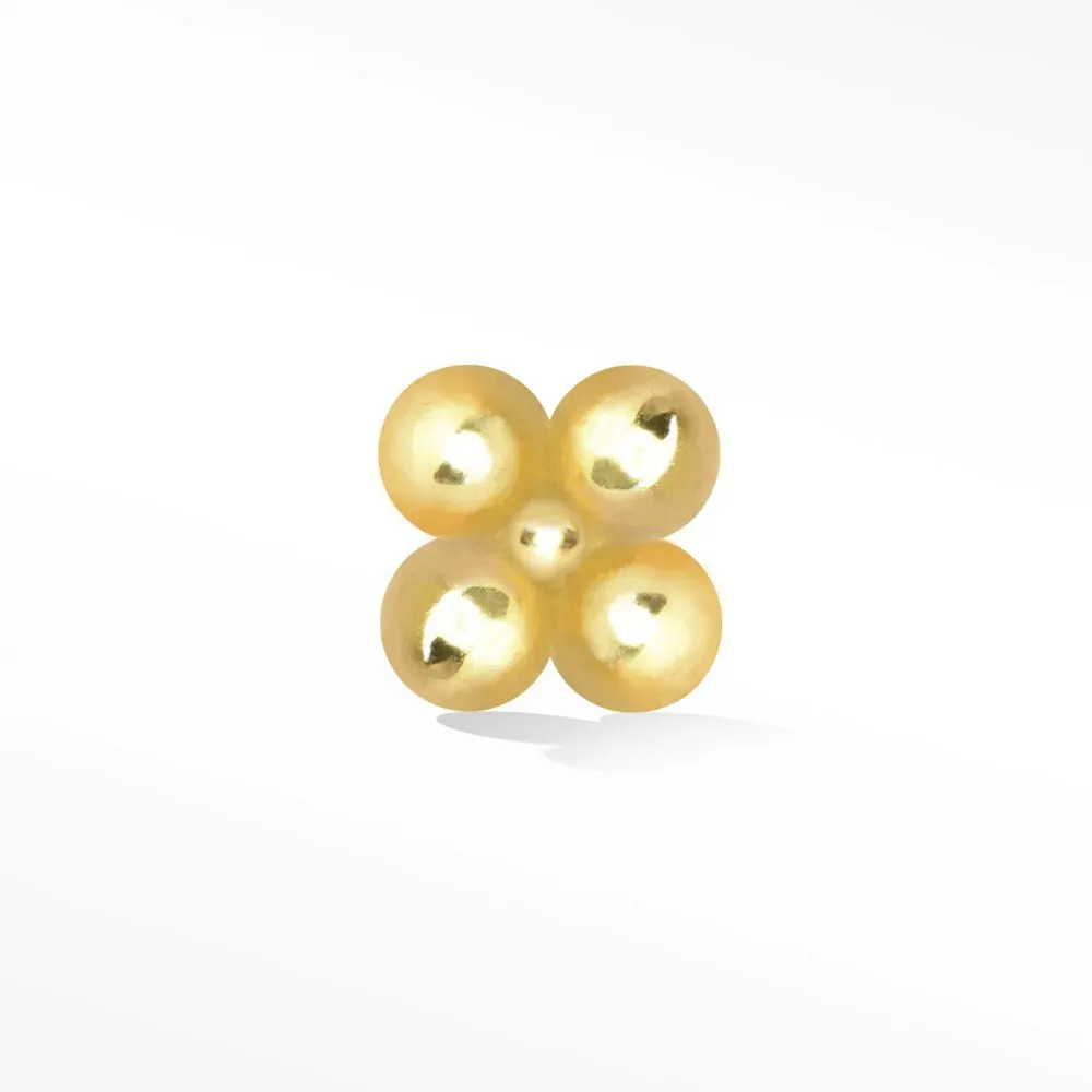 Clover Polish 18k Yellow Gold Flat Back Stud Earring