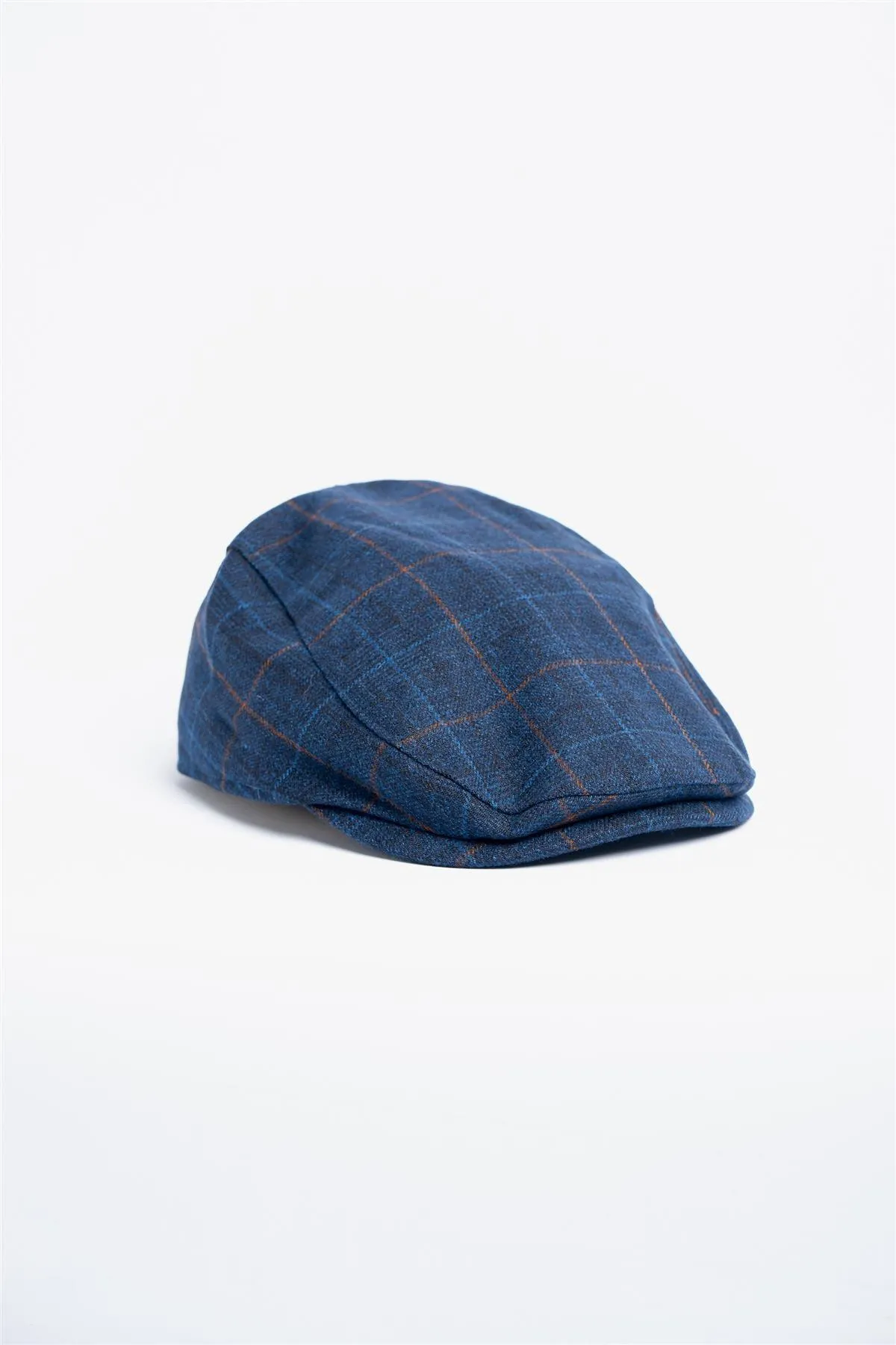 Cody Blue Tweed Check Flat Cap