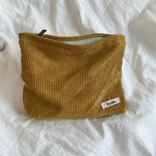 Corduroy Travel Cosmetic Bag