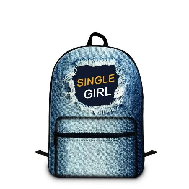 Cotton Denim School 20 to 35 Litre Backpack For Teenage Girls