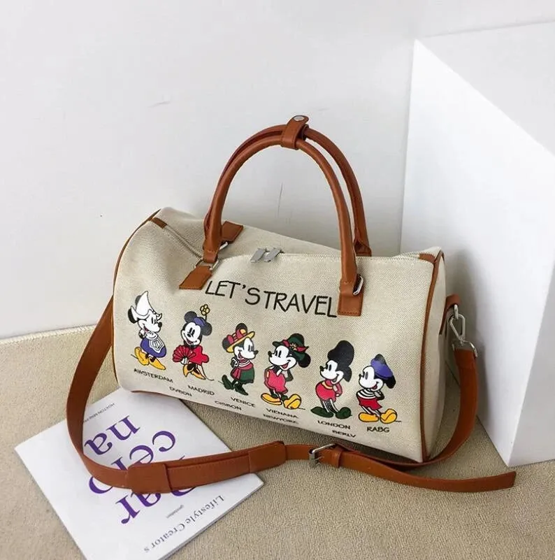 Disney Mickey cartoon canvas handbag Minnie ladies men's messenger bag large capacity shoulder bag S4404237