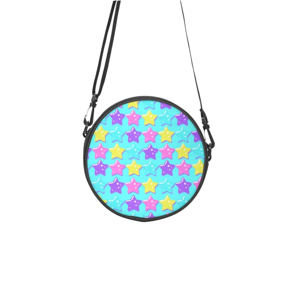 Electric Star Wave Blue Circle Crossbody Bag