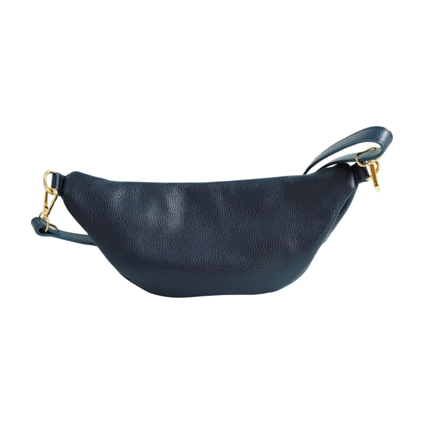 Fabucci Navy Leather Double  Zip Bum Bag