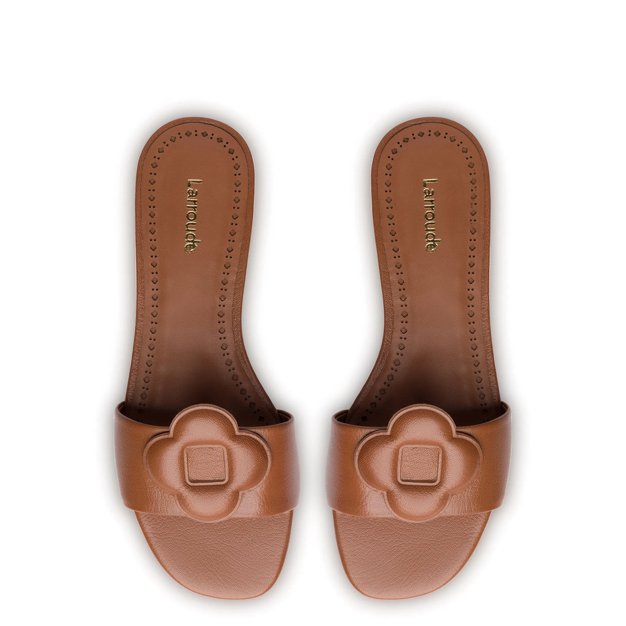 Flora Flat Mule In Caramel Leather