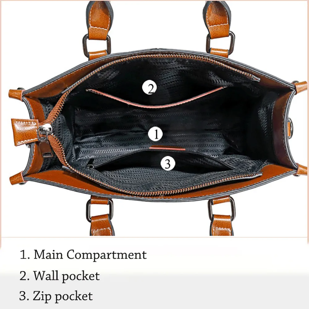 Genuine Leather Shoulder Strap Tote Bag