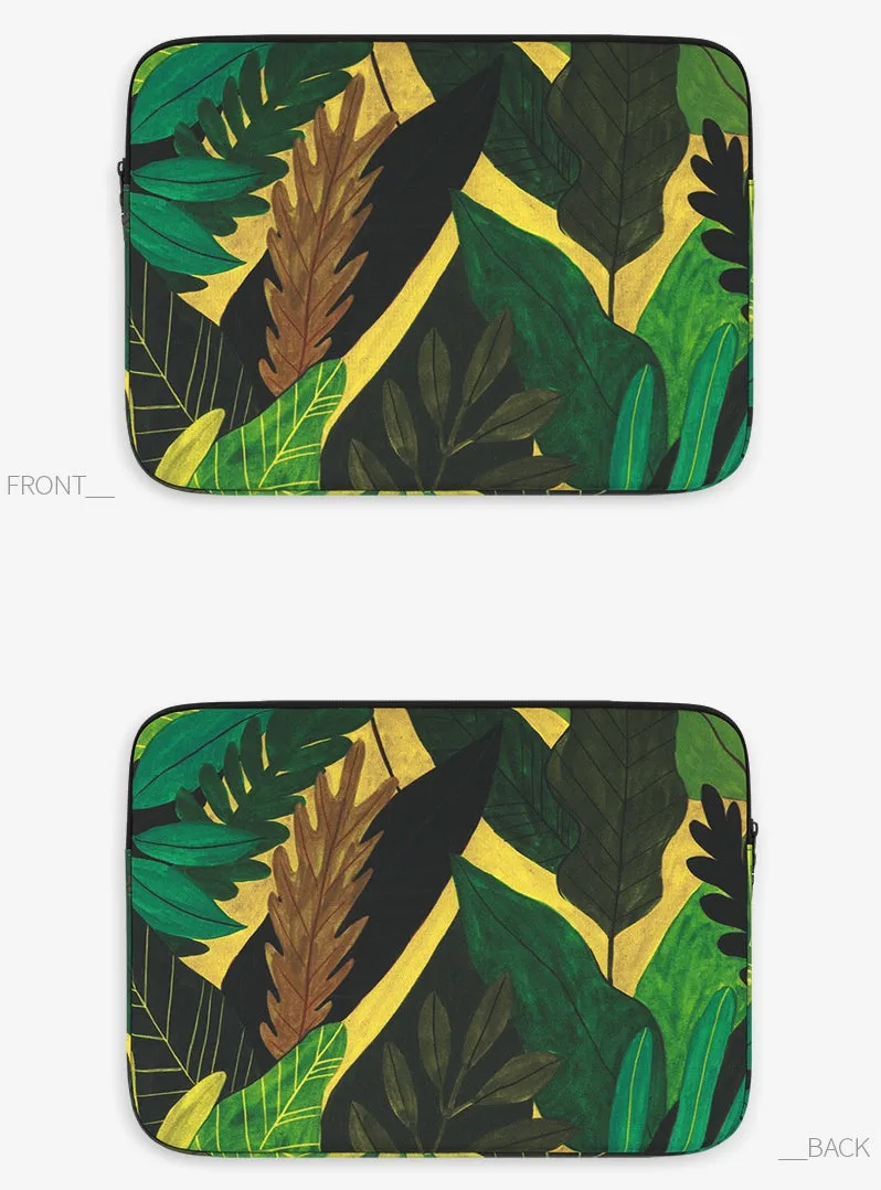 Green Forest Graphic Laptop Sleeves 13 15 inch Cases Protective Covers Handbags Square Pouches Designer Artist Prints Cute Lightweight School Collage Office Zipper Fashion Unique Gifts