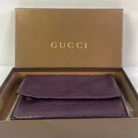 GucciPurpleLeather Logo Clutch With Box Bag