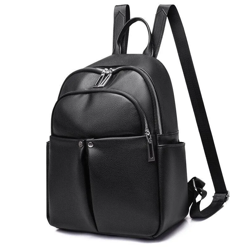 GZ259 Leather Cool Backpack - Soft Large Capacity School Bags for Teenage Girls