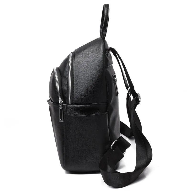 GZ259 Leather Cool Backpack - Soft Large Capacity School Bags for Teenage Girls