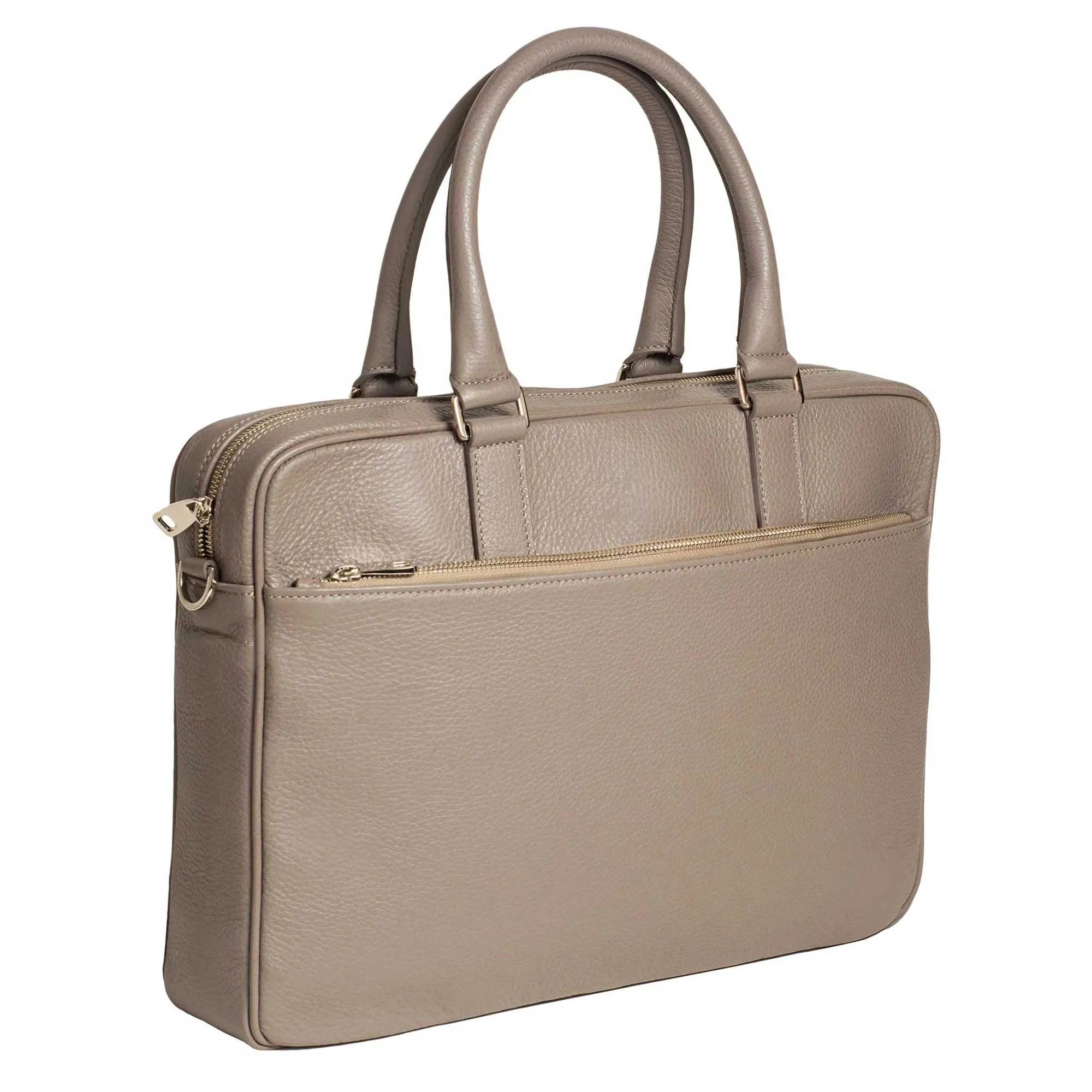 Italian Leather Briefcase for Women | Taupe Slim