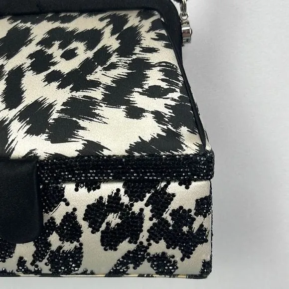 Judith Leiber Black and White Animal Print Evening Bag