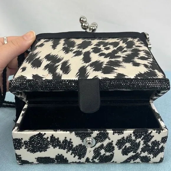 Judith Leiber Black and White Animal Print Evening Bag