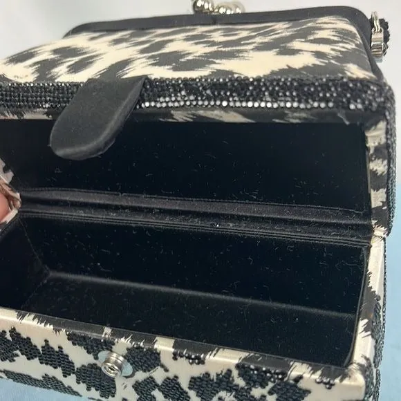 Judith Leiber Black and White Animal Print Evening Bag