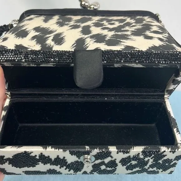 Judith Leiber Black and White Animal Print Evening Bag