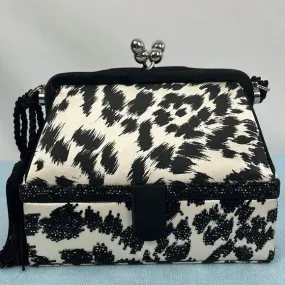 Judith Leiber Black and White Animal Print Evening Bag